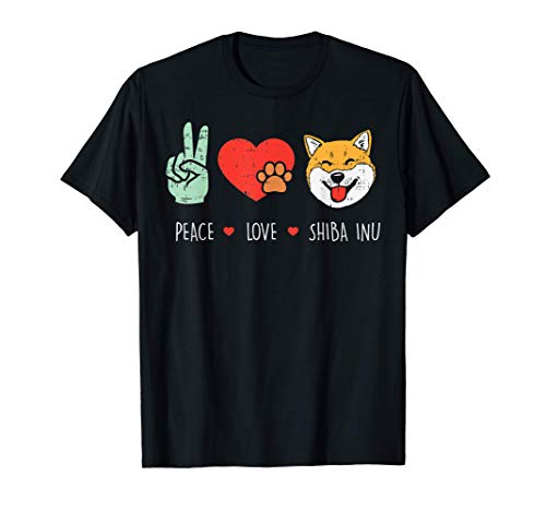 Peace Love Shiba Inu Cute Japanese Pet Dog Doge Meme Gift Camiseta