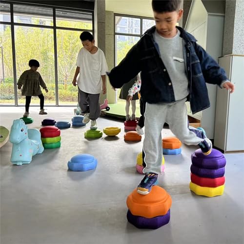 Peldaños para niños, piedras de plástico antideslizante para promover la habilidad de coordinación, juego de coordinación de cursos, juguetes sensoriales para niños pequeños (B)
