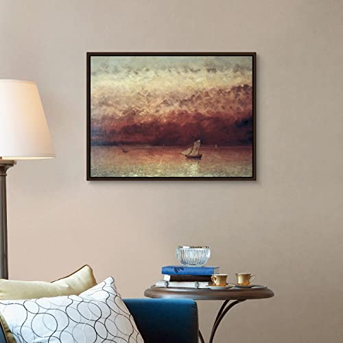 Pintar por Numeros Adultos, DIY Pintura por números con Pinceles y Pinturas- kit de regalo, arte de pared, decoración del hogar — Lago Leman con sol poniente, por Gustave Courbet