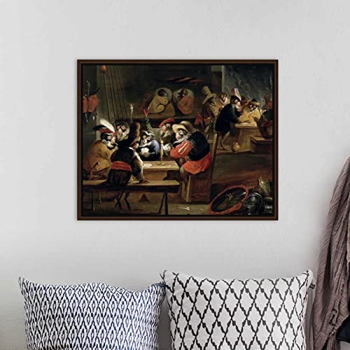 Pintar por Numeros para Adultos Niños Pintura por Números con Pinceles y Pinturas- decoración del hogar — Monos en una taberna Detalle del juego de cartas, por Ferdinand Van Kessel
