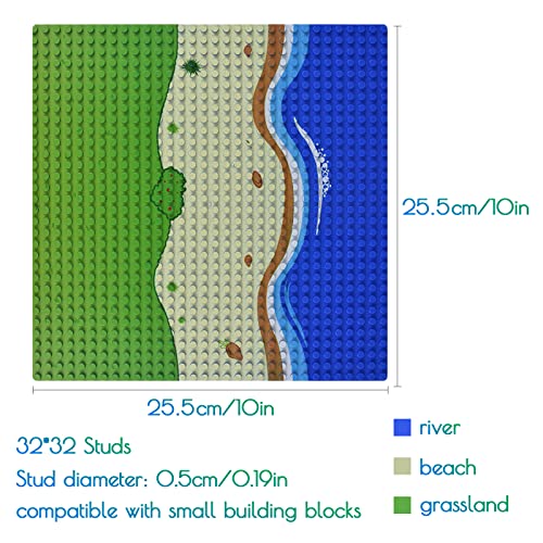 Placa base para bloques de construcción clásicos pequeños, placa de construcción compatible con todas las marcas populares, juego de placas de 25 x 25 cm para juego creativo, placa para océano