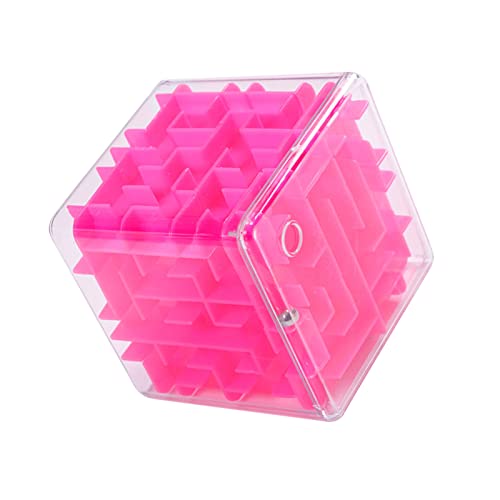 PLAYZOCO Cubo Laberinto, Puzzle Cúbico, Cubo Rompecabezas Tridimensional, Laberinto 3D en Cubo, Cubo de Desafío Espacial, Rompecabezas Laberinto 3D, Apto para niños y Adultos, 8x8x8 cm, Rosa