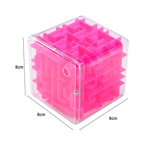 PLAYZOCO Cubo Laberinto, Puzzle Cúbico, Cubo Rompecabezas Tridimensional, Laberinto 3D en Cubo, Cubo de Desafío Espacial, Rompecabezas Laberinto 3D, Apto para niños y Adultos, 8x8x8 cm, Rosa