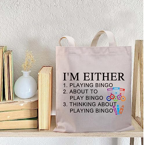 PLITI Bolsa de mano de bingo para amantes del bingo, regalo para jugadores de bingo, bolsa de hombro divertida con cita de bingo, Ya sea jugando Bin Tgu, medium