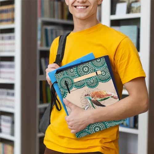 Poceacles Fundas de libro con estampado de tortuga de mandala bohemio para tapa dura, funda de libro para amantes de los libros, bolsa de almacenamiento con cremallera para adolescentes y adultos