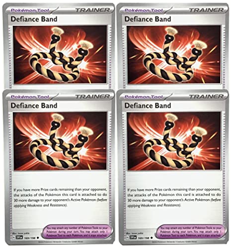 Pokemon Defiance Band 169/198 - Juego de 4 cartas de entrenador escarlata y violeta
