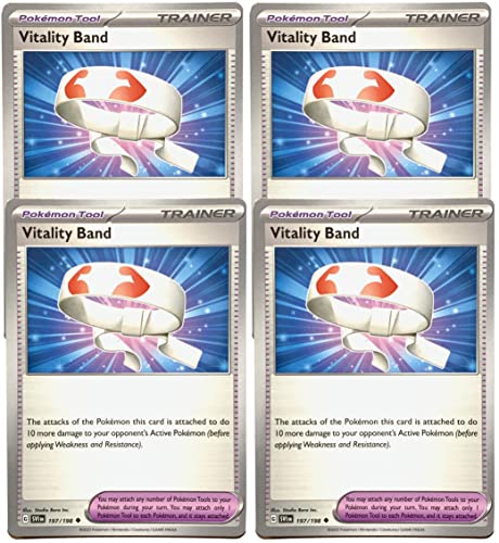Pokemon Vitality Band 197/198 - Juego de 4 cartas de entrenador escarlata y violeta