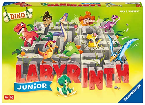 Ravensburger – Dino Junior Labyrinth, Juegos de Mesa Laberinto, De 2 a 4 Jugadores, 4+ Años