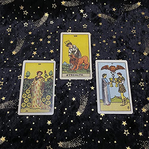 Rebellious Mantel de adivinación con bolsa de tarots, nórdico estrellado para el cielo, altar metafísico, tarjetas de tela, juego de mesa, cartas, tarot, mantel de terciopelo, tapete de adivinación