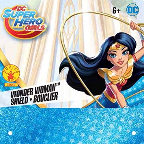 Rubies Escudo Wonder Woman Glitter para niñas y niños, Escudo detalles brillantes, Complemento disfraz, Oficcial DC Comics para Carnaval, Navidad, Cumpleaños y cosplay