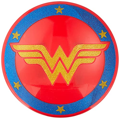 Rubies Escudo Wonder Woman Glitter para niñas y niños, Escudo detalles brillantes, Complemento disfraz, Oficcial DC Comics para Carnaval, Navidad, Cumpleaños y cosplay