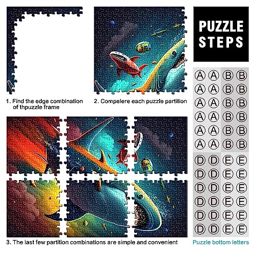 Shark Wizardry Puzzles 1000 piezas para adultos Puzzles de cartón reciclado Puzzle Durable para adultos 10,27 x 14,96 pulgadas