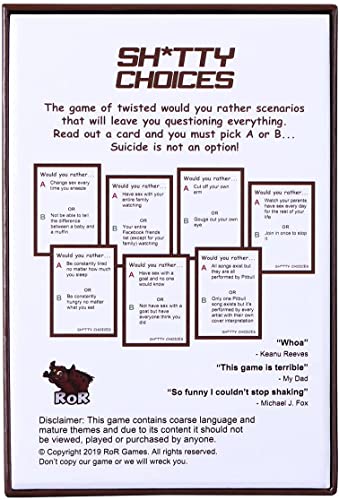 Shtty Choices Shtty-Selección de cartas, juego de mesa, juegos de mesa para fiestas familiares, versión inglesa