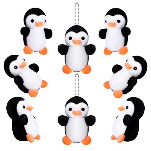 Skylety 8 Piezas de 10 cm Mini Llaveros de Pingüino Lindos Animales de Peluche Pequeños Pingüinos de Peluche Colgantes para Bolsa Adornos de Pingüino de Fieltro para Niños Navidad Regalos Cumpleaños