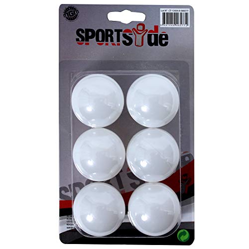 SPORTSIDE - 6 Pelotas de Ping Pong - Juego de Raqueta - Tenis de Mesa - 046577 - Blanco - Plástico - 4 cm - Artículo Deportivo