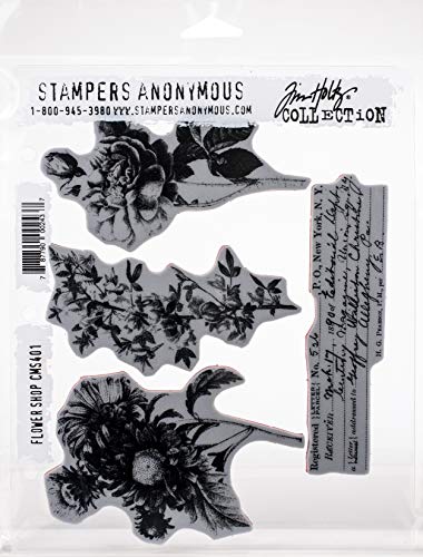 Stampers Anonymous - Tim Holtz Cling RBBR Juego de sellos FLWR, Flower Shop, talla única