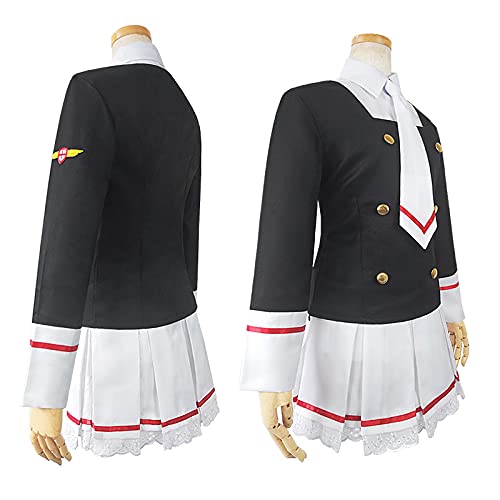 Syedeliso Anime, captores de cartas de Sakura KINOMOTO, disfraz de Cosplay Aldult, linda mujer Loli Sailor JK, uniforme Top, faldas, traje de corbata (Negro,S)