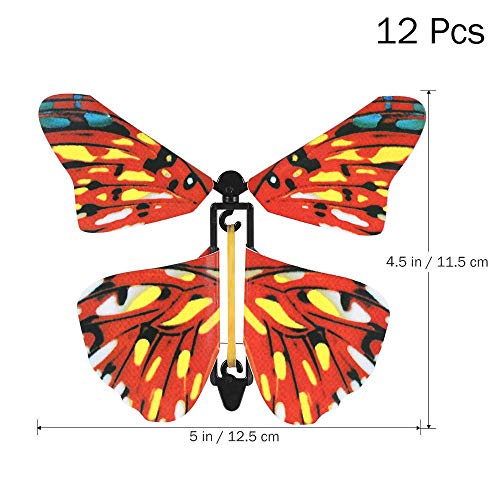Uteruik Mariposa voladora mágica en el Libro, Banda de Goma alimentada con Forma de Mariposa, Gran Sorpresa para Regalos de Boda y cumpleaños, 12 Piezas (Color al Azar)