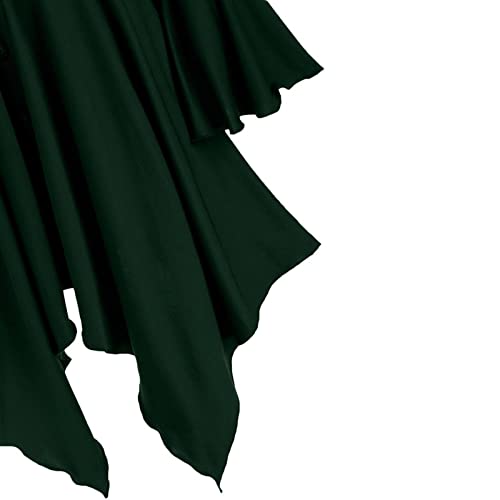 Vestido Medieval Mujer, Chal de Cosplay Monocolor para Fiesta Largos Cortavientos Gotico Retrospectivo Manga Larga Bordado Renacimiento Corta Ropa Medieval Casual Gótica Vest Green L