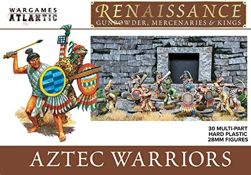 Wargames Atlantic - Renacimiento: Guerreros Aztecas (30 figuras de plástico duro de 28 mm)