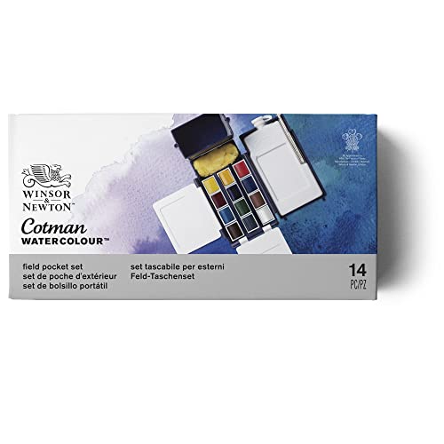 Winsor & Newton acuarela Cotman - Caja de acuarela de Campo - set de 12 medio godets, colores surtidos