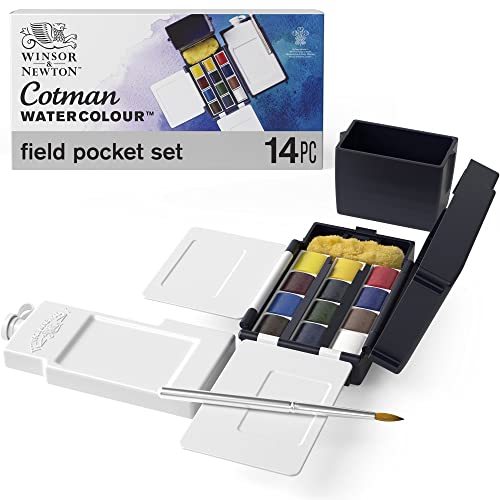 Winsor & Newton acuarela Cotman - Caja de acuarela de Campo - set de 12 medio godets, colores surtidos