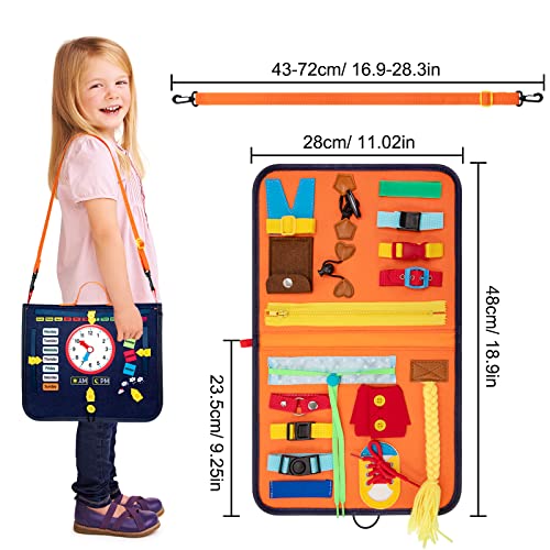 Wisplye Busy Board Toddler, Tablero Activity Board Sensorial Montessori Portátil, Juegos Educación Temprana 1 2 3 4 Años, para Habilidades Motoras Básicas, Aprende a Vestir, Regalos para Niños Niñas