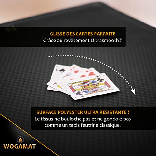 WOGAMAT Alfombra de juego de lujo negra para tarot póker, contra, esquina 60 X 60 Cm– Neopreno grueso anti manchas y antideslizante en todo tipo de superficie – Deslizamiento de cartas ajustado todo