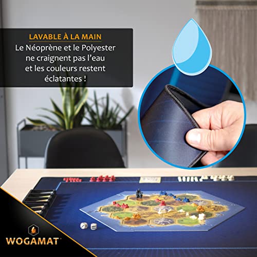 WOGAMAT Alfombra de juego grande neopreno XL azul 92x92 cm para juegos de cartas, juegos de dados, juegos de mesa, neopreno silencioso, grueso, acabado de lujo, alfombra multijuego