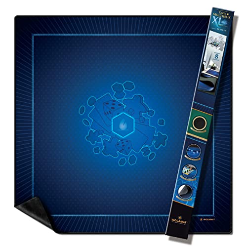 WOGAMAT Alfombra de juego grande neopreno XL azul 92x92 cm para juegos de cartas, juegos de dados, juegos de mesa, neopreno silencioso, grueso, acabado de lujo, alfombra multijuego