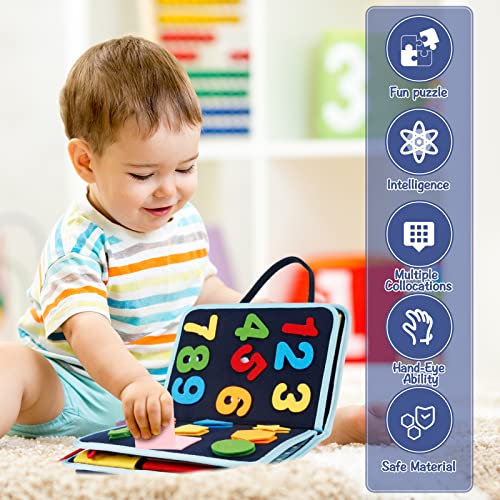 XiYee Busy Board Toddler, Juguetes Montessori, Portátil Tablero Motricidad Fina Juguetes Sensoriales Juegos Educativos Niños de 1 2 3 4 Años, 4 Capas