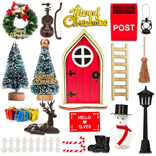 YCVSKY Puerta Elfo Navidad,24PCS Elfo Puerta Accesorios Navidad,Puerta Elfos Navideños Adornos Navidad,Puerta de Duende de Navidad Casa Accesorios
