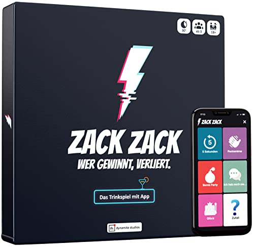 Zack Zack - ¿Quién gana, pierde! - El juego de beber híbrido con aplicación - Juego de fiesta - Más de 1000 tareas - Juego de mesa - Idea de regalo